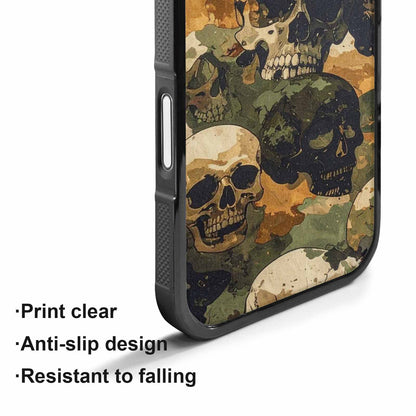 iPhone 17 Case — Military Camo Texture Combined Gothic Skulls, Custom Art Phone Cover