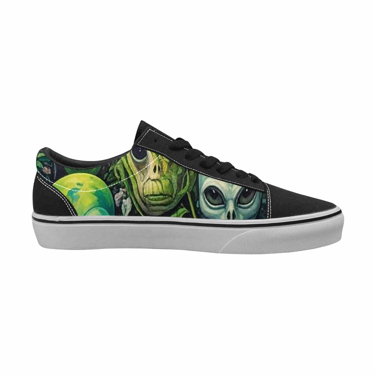 WOMEN'S Aliens Lace-Up Canvas Wallpaper Art Sneakers