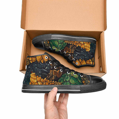 MEN'S Snake Skin Reptile High Top Canvas Wallpaper Art Shoes
