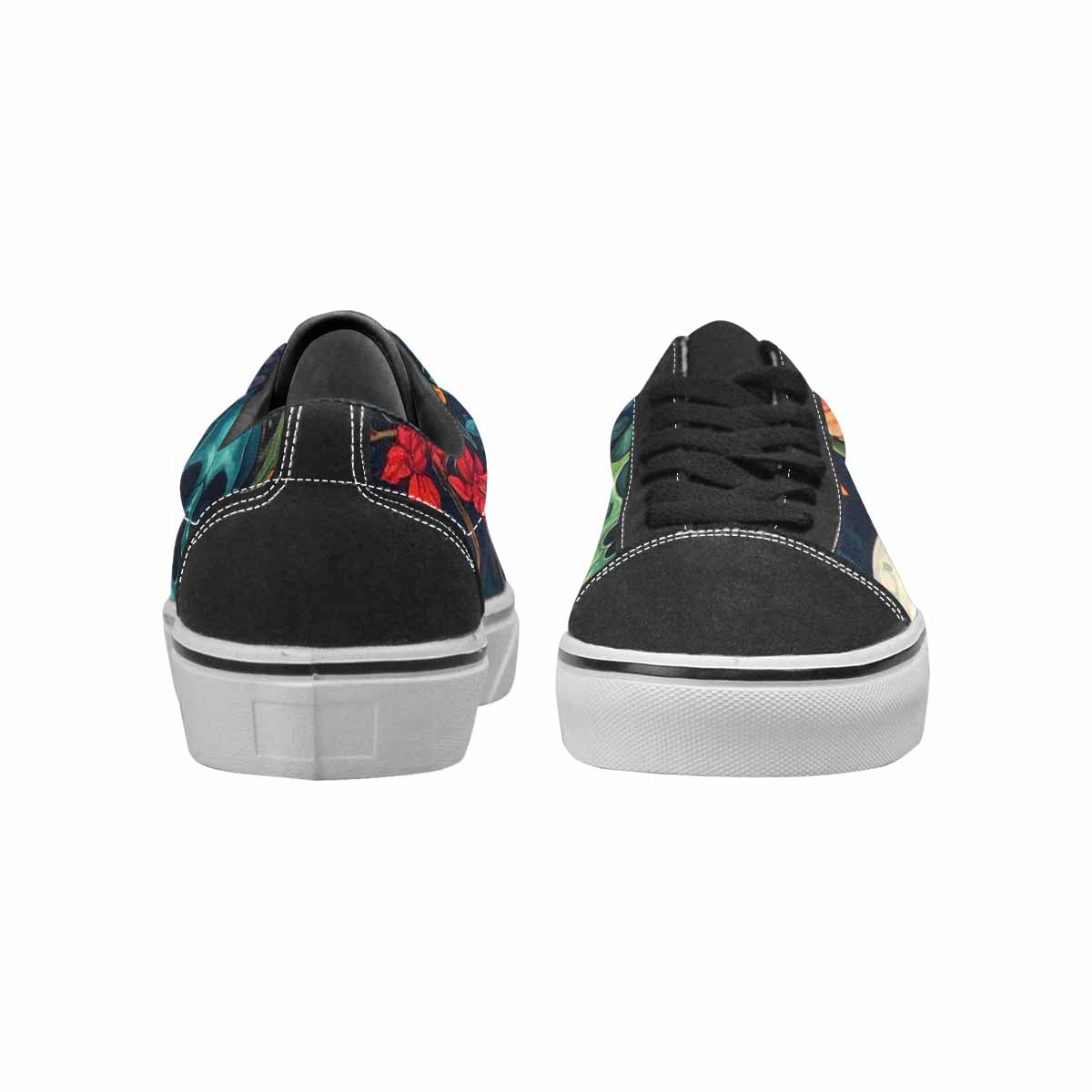 WOMEN'S Skulls  Botanical Skulls Lace-Up Canvas Kaleidoscope Sneakers