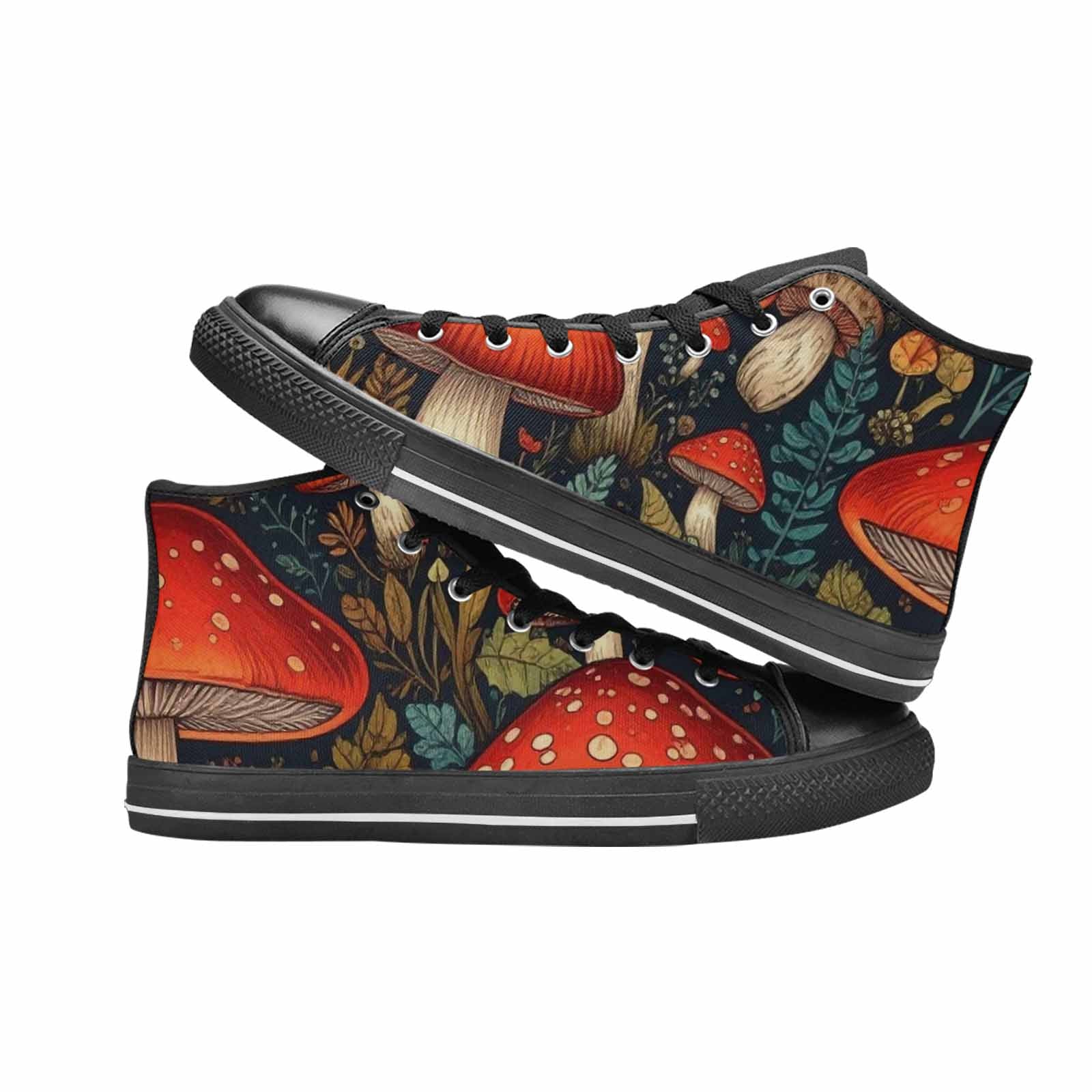 WOMEN'S Mushroom High Top Canvas Wallpaper Art Custom Shoes