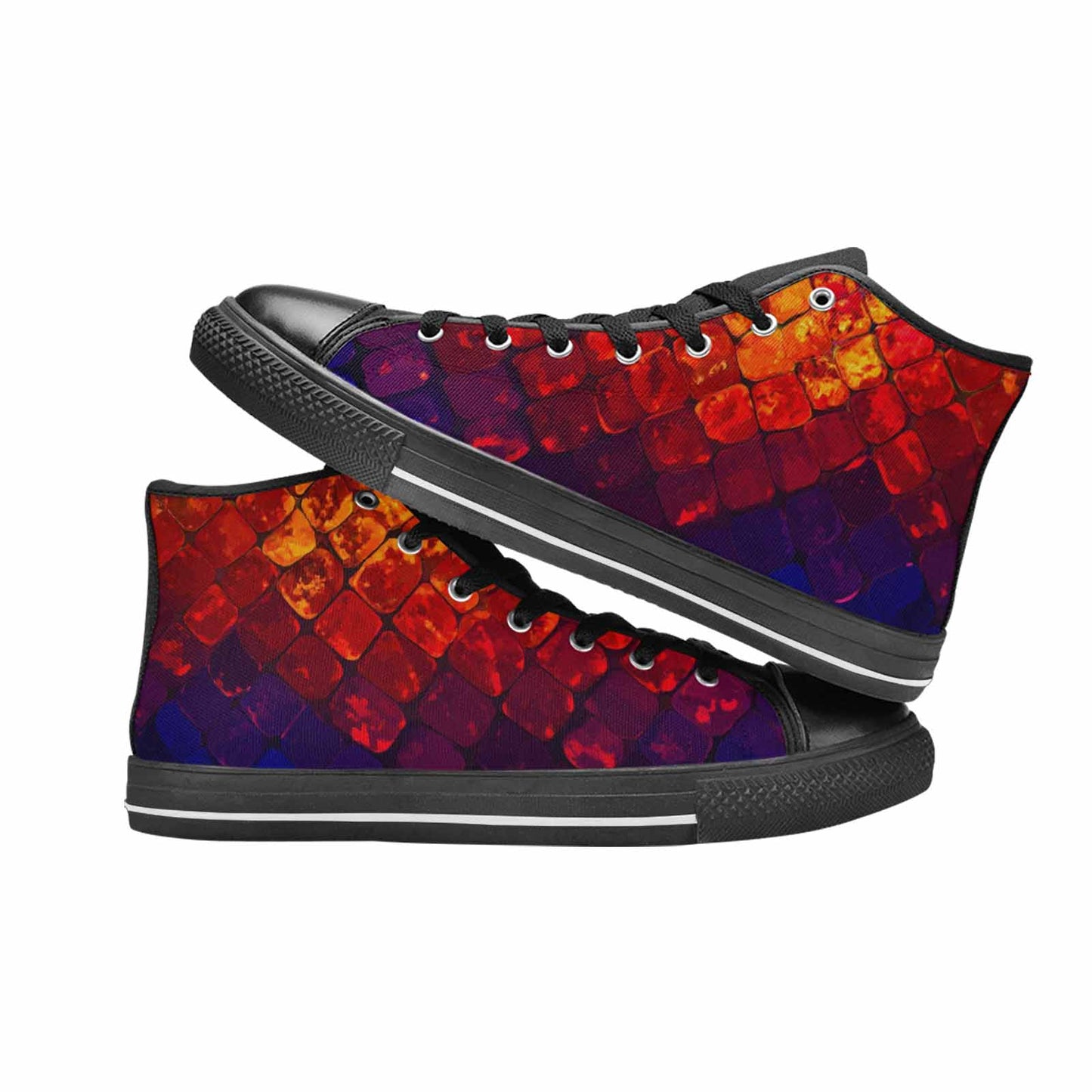 WOMEN'S Dark Snake Print High Top Canvas Vibrant Chaos Shoes