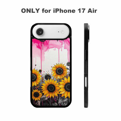 iPhone 17 Air Case — Sunflower Burst Black Pink Ink Floral, Custom Made Phone Cover