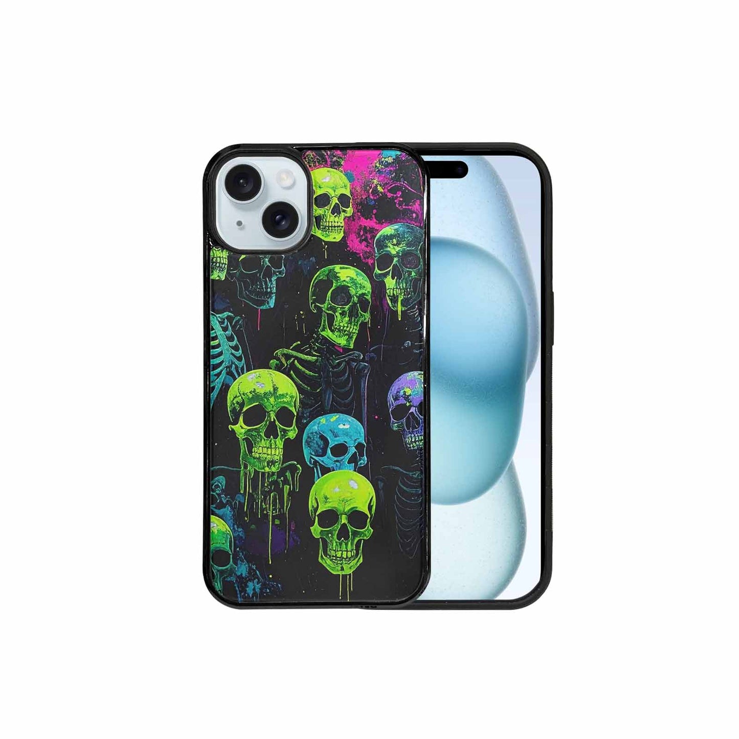 iPhone 15 Plus Case — Skeletons Neon Green Glowskele Ejt Personalized, Personalized Phone Case
