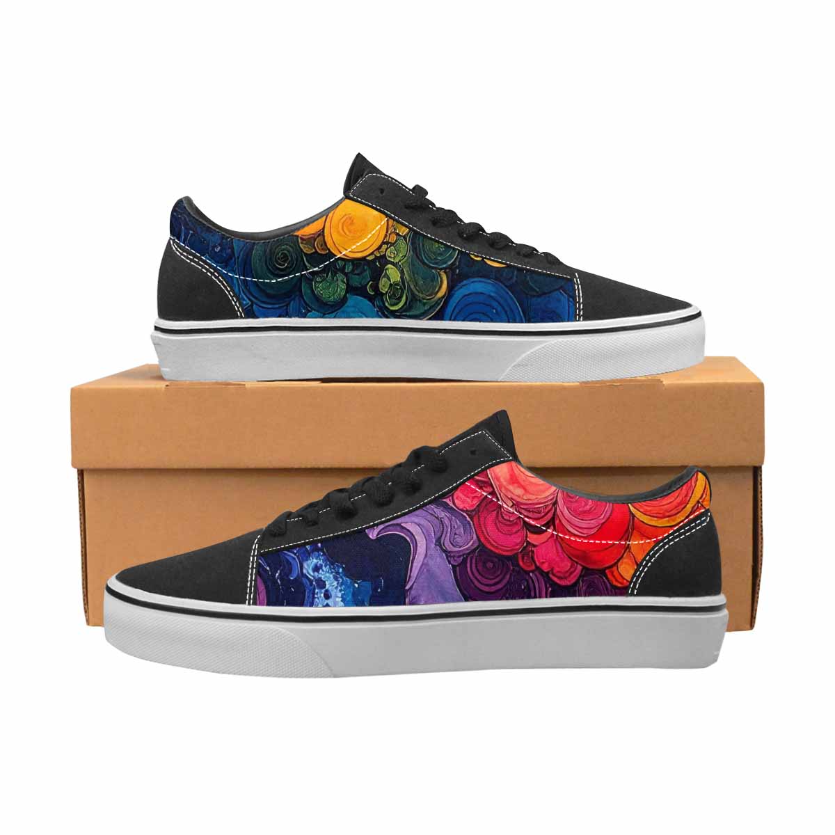 WOMEN'S Tie Lace-Up Canvas Melting Art Sneakers