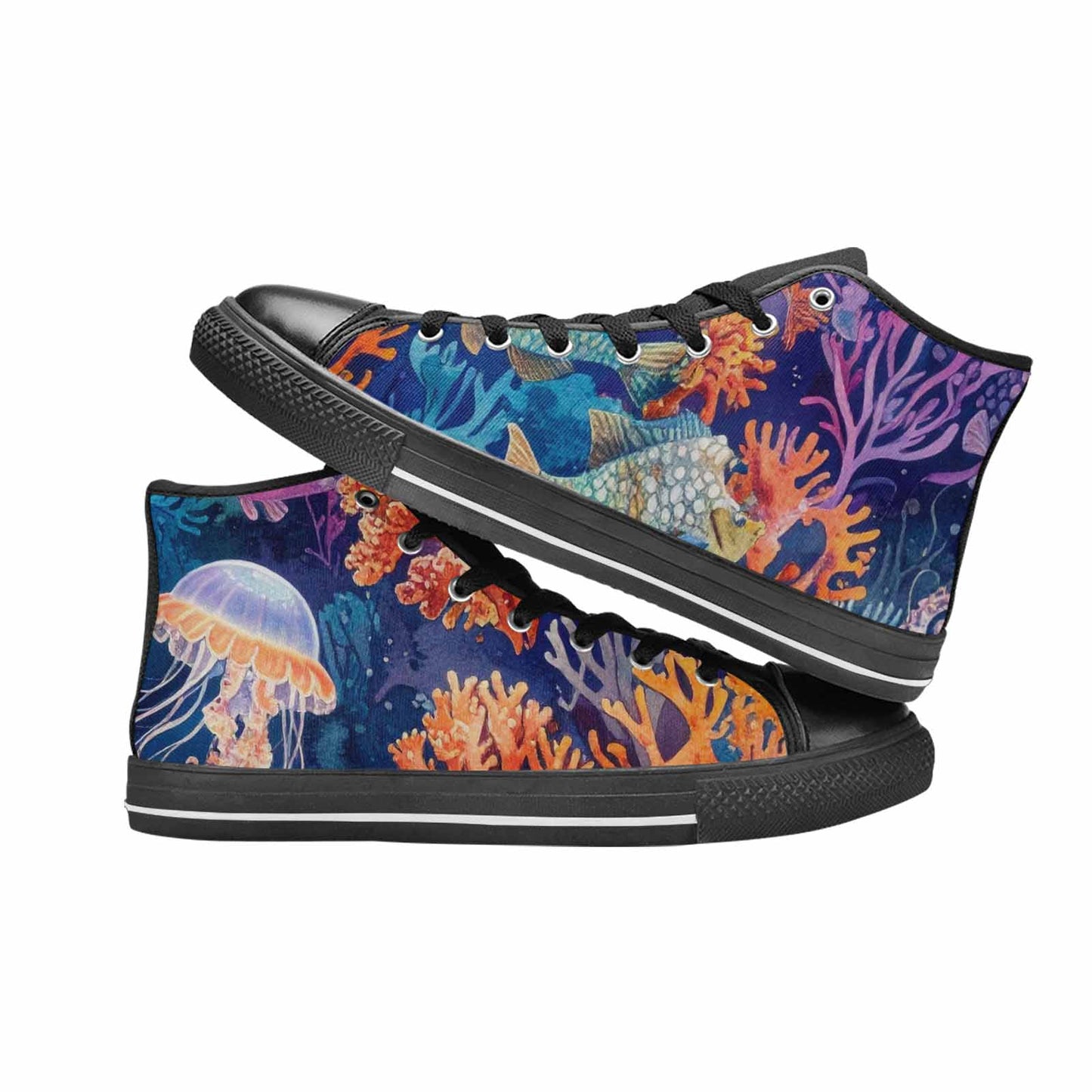 WOMEN'S Fish Scale Coral High Top Canvas Grunge Sneakers