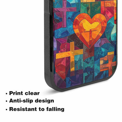 iPhone 15 Case — Faith Cross And Faith Icons Pattern, Custom Phone Case