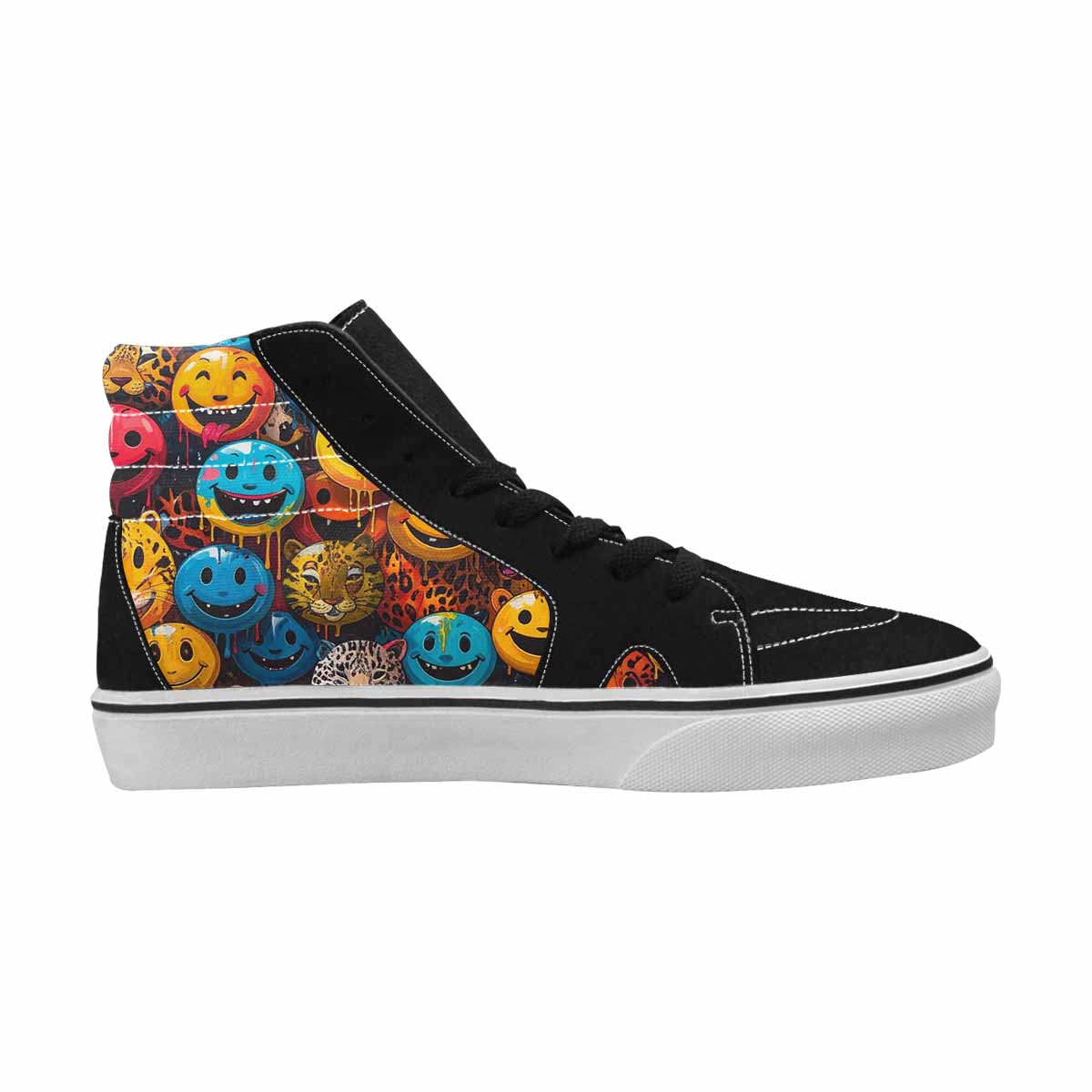 MEN'S Smiley Faces High Top Canvas Vibrant Chaos Sneakers