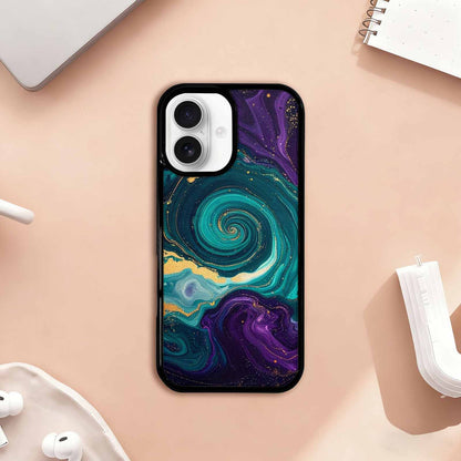 iPhone 17 Case — Marbled Swirl Texture Blended Galaxy Space, Custom Printed Phone Case