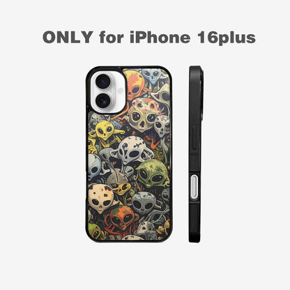 iPhone 16 Plus Case — Aliens Camo Aliens Pattern Hundreds Of, Custom Art Phone Cover