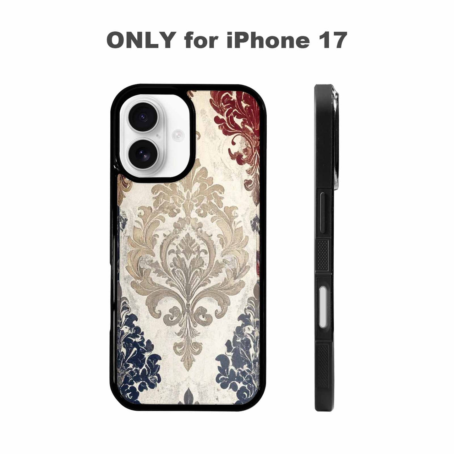 iPhone 17 Case — Small Damask Ornamental Wallpaper Original Art, Custom Print Case Cover