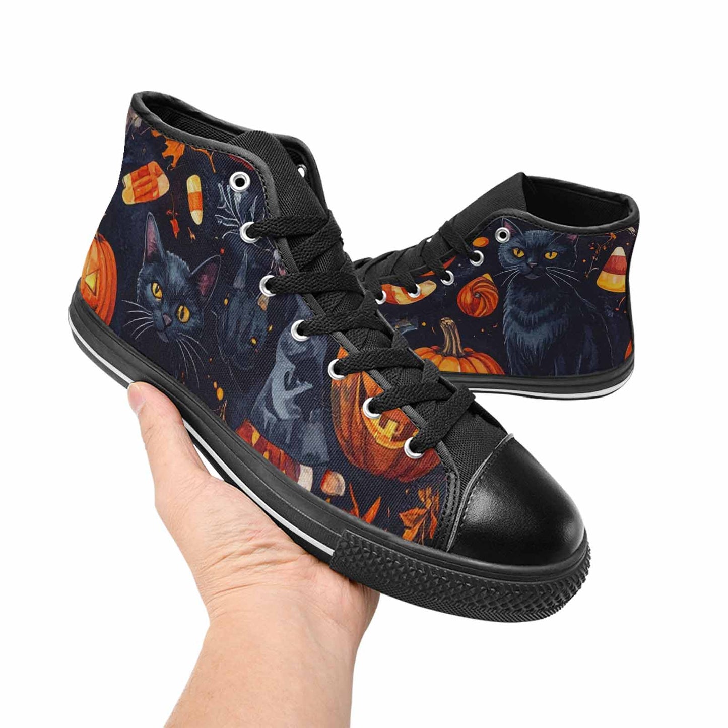 WOMEN'S Halloween High Top Canvas Grunge Custom Sneakers