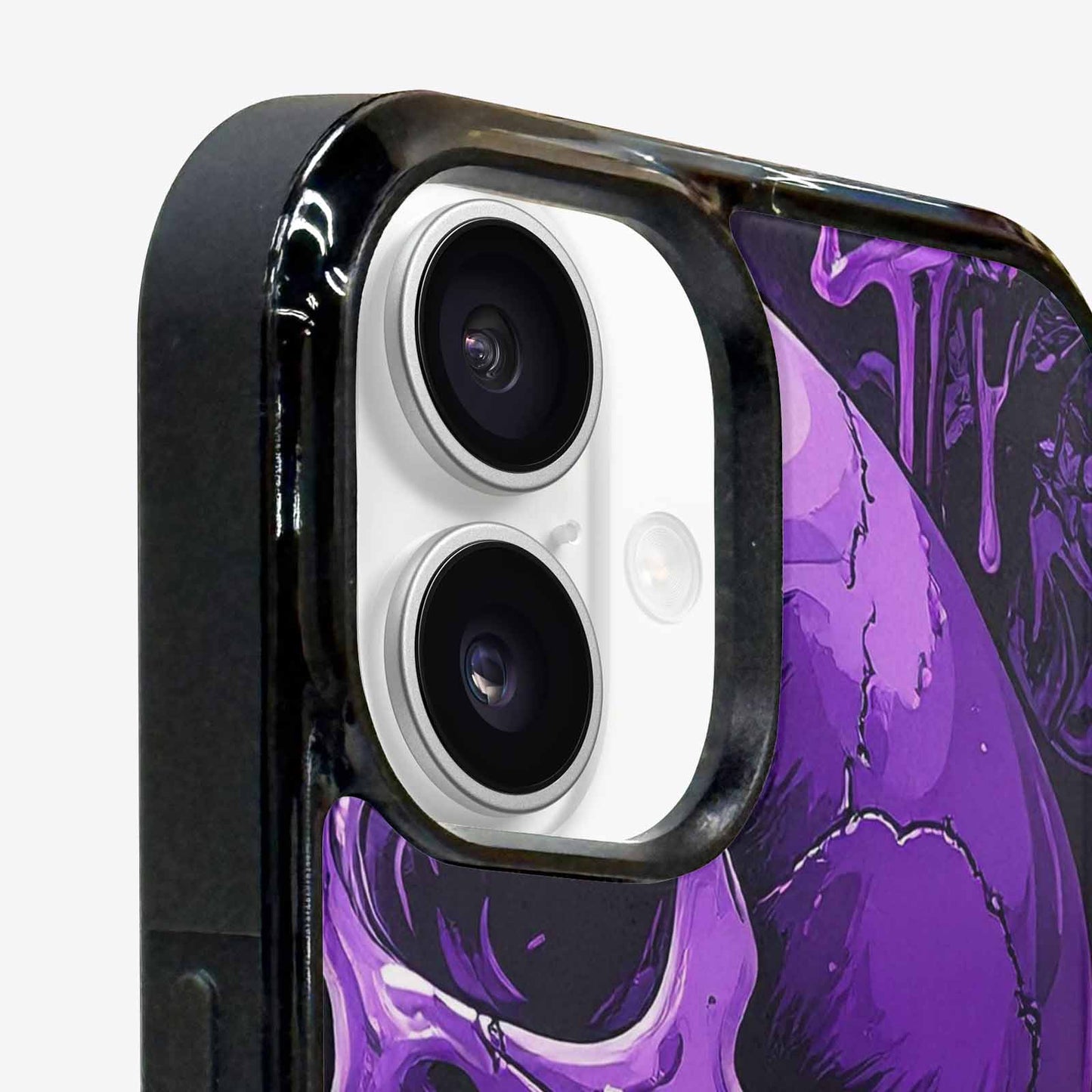 iPhone 16 Case — Monochrome Purple Skeletons Neon Drip Melting, Personalized Phone Case