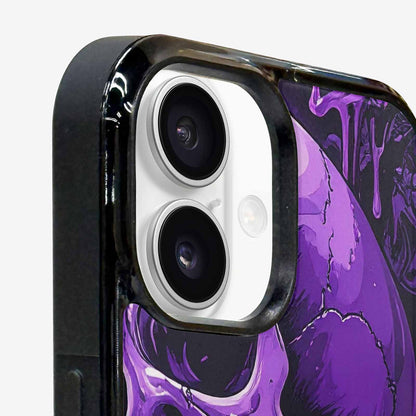 iPhone 16 Case — Monochrome Purple Skeletons Neon Drip Melting, Personalized Phone Case