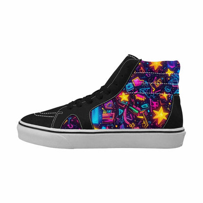 MEN'S 80s Retro Motif High Top Canvas Melting Art Custom Sneakers