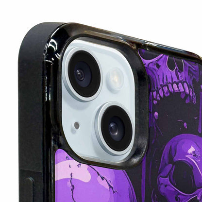 iPhone 15 Plus Case — Monochrome Purple Skeletons Neon Drip Melting, Original Design Phone Case