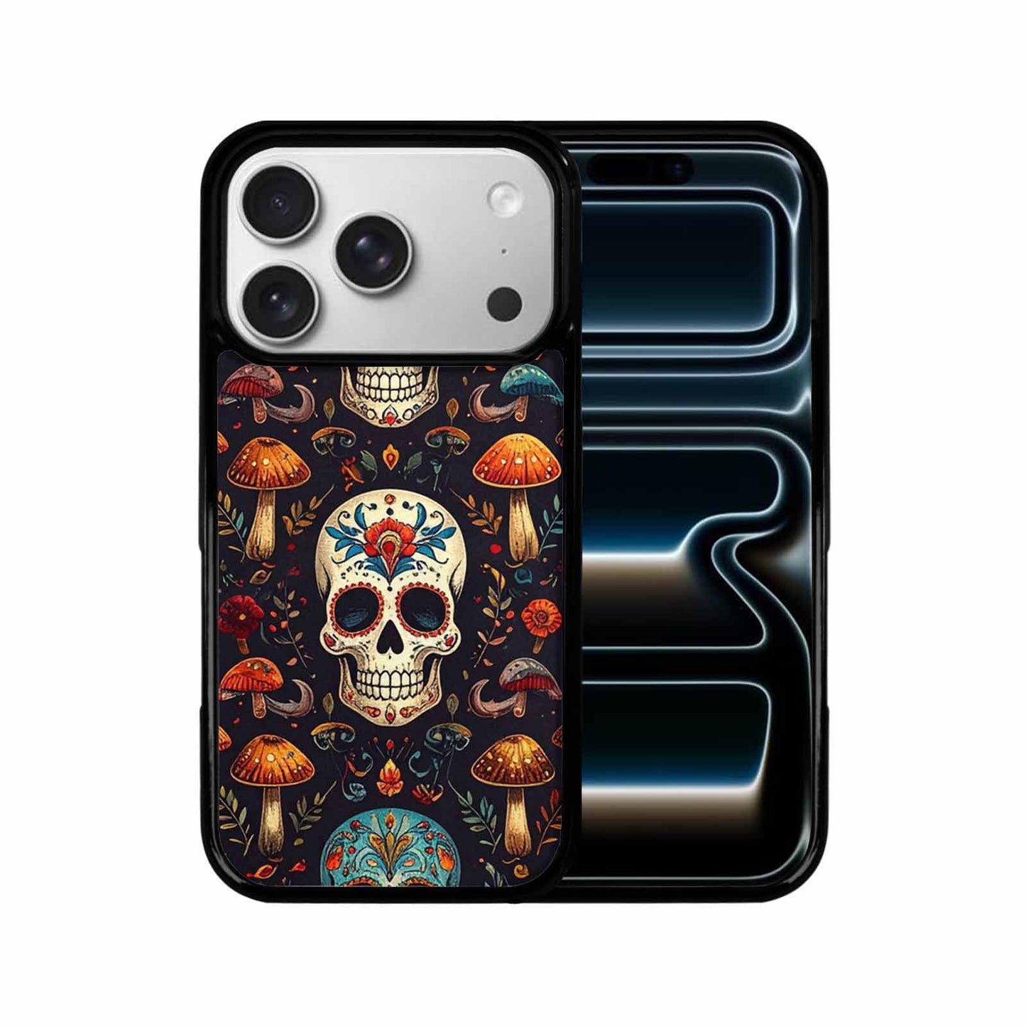 iPhone 17 Pro Case — Mushrooms And Skulls Gothic Skulls, Custom Print Case Cover