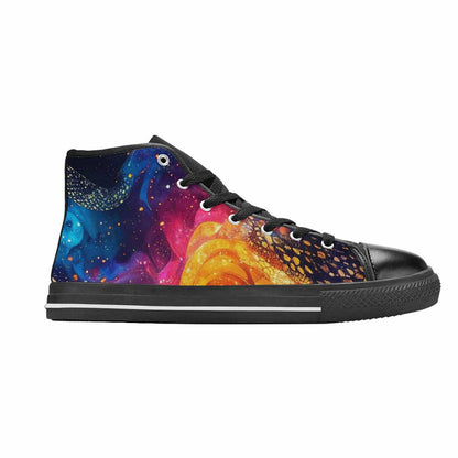 WOMEN'S Galaxy Snake Print High Top Canvas Wallpaper Art Custom Sneakers