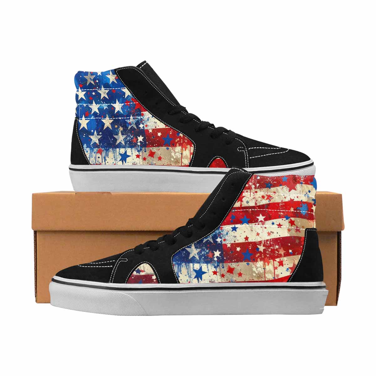 MEN'S Patriotic High Top Canvas Statement Dark Academia Original Art Sneakers