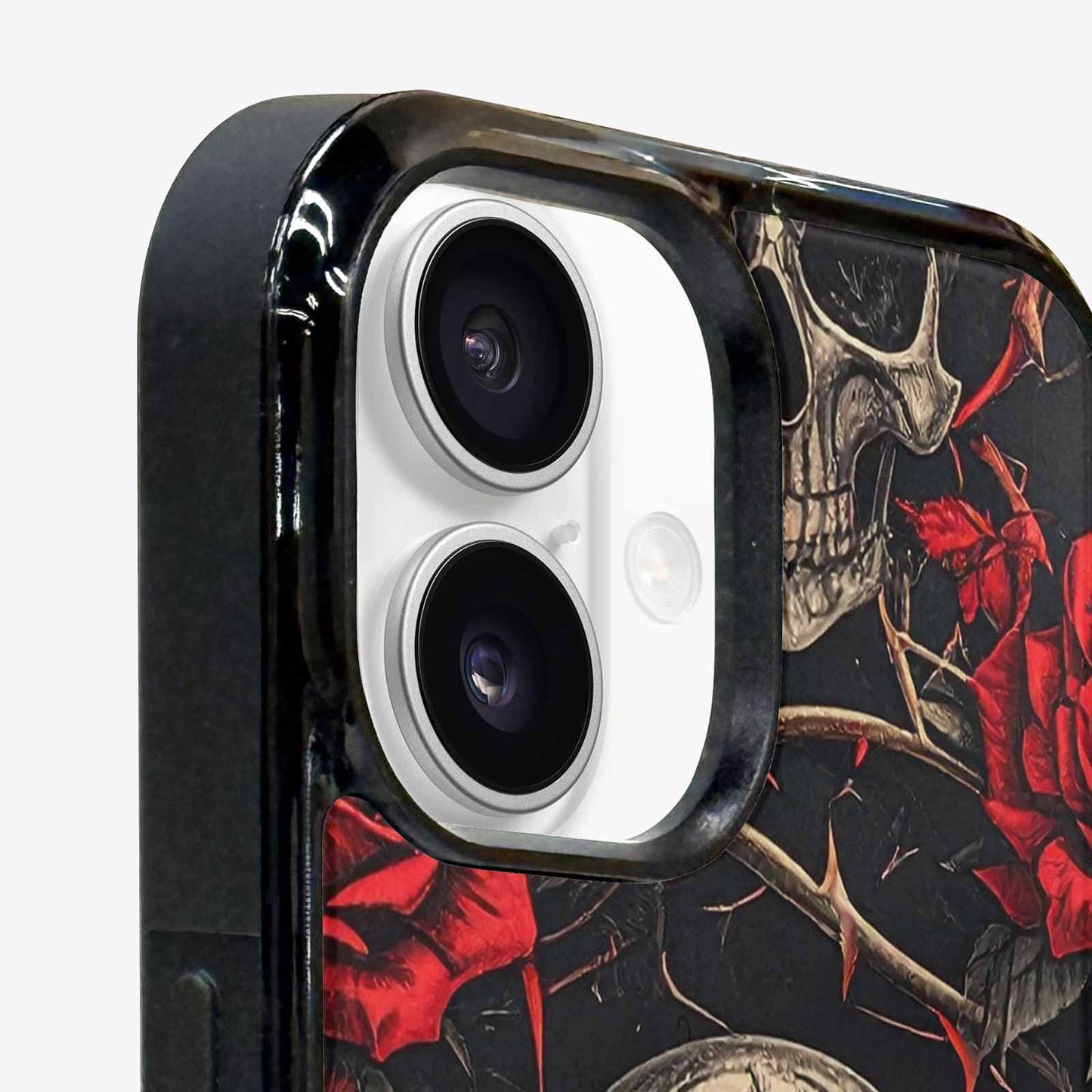 iPhone 16 Plus Case — Gothic Skulls Roses, Custom Printed Phone Case