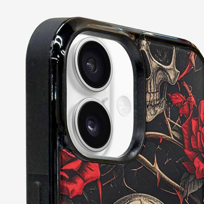 iPhone 16 Plus Case — Gothic Skulls Roses, Custom Printed Phone Case