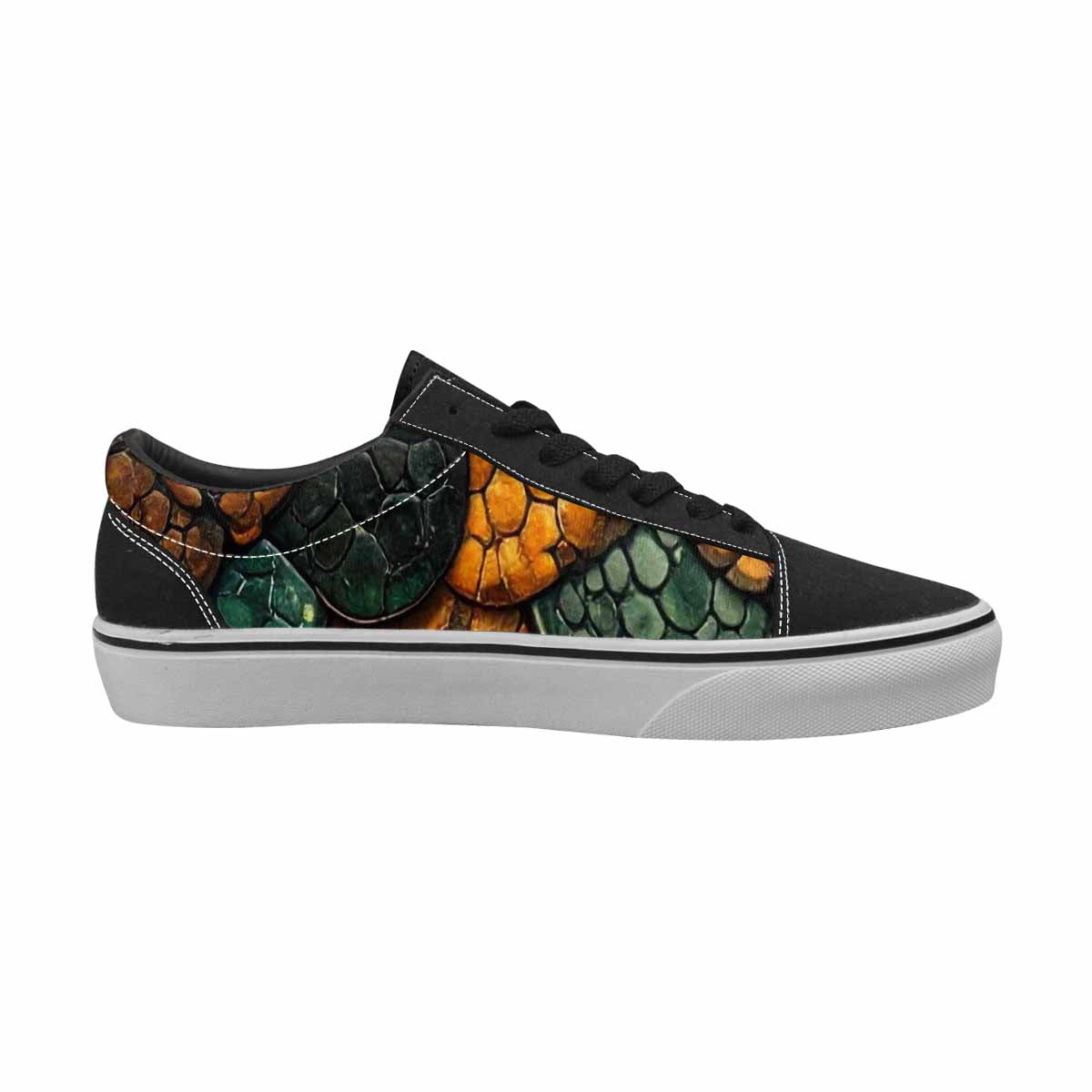 MEN'S Snake Skin Reptile Canvas Lace-Up Neon Fantasy Custom Shoes
