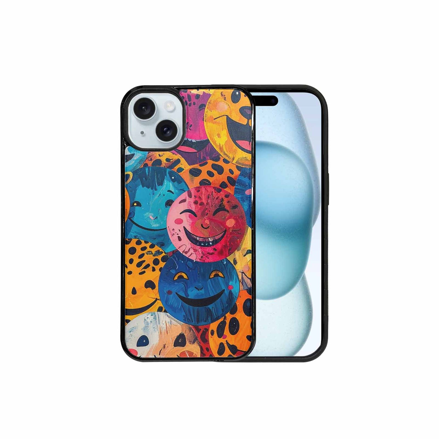 iPhone 15 Plus Case — Smiley Faces Animal Printsmile Kh7 Personalized, Custom Designed Case Cover