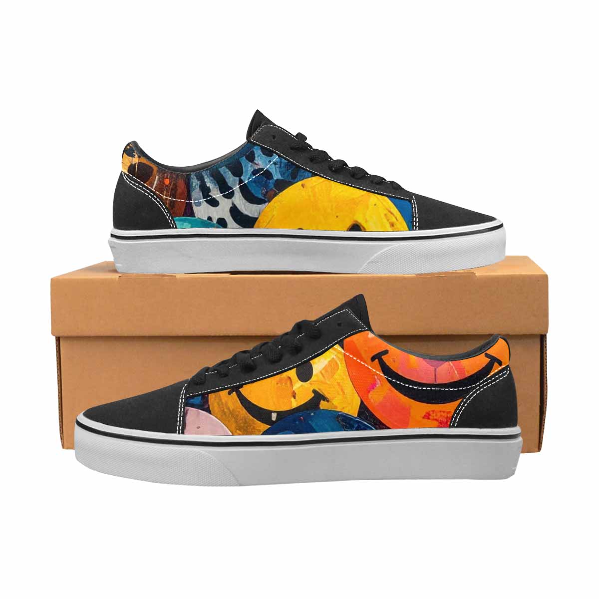 WOMEN'S Smiley Faces Lace-Up Canvas Vibrant Chaos Sneakers