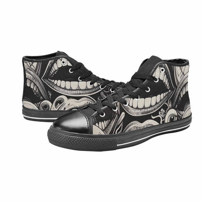 WOMEN'S Googly Cartoon Mouths High Top Canvas Wallpaper Art Shoes
