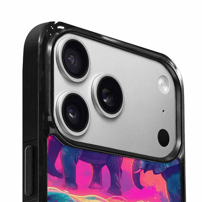 iPhone 17 Pro Case — Neon Pizza Elephant Silhouette Original Art, Customized Protective Case