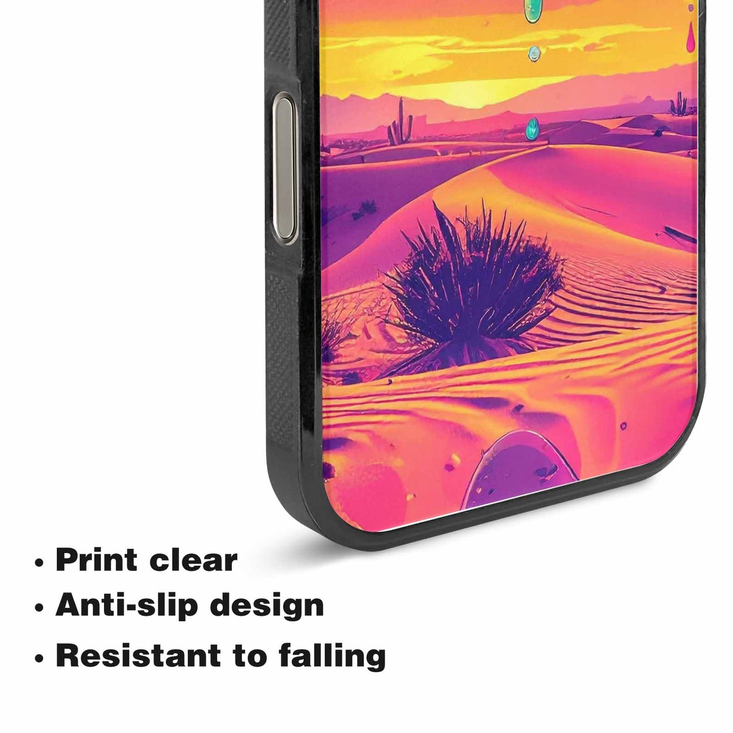 iPhone 15 Pro Max Case — Surrealist Dreamscape Pattern Melting Clocks Desert, Custom Phone Case