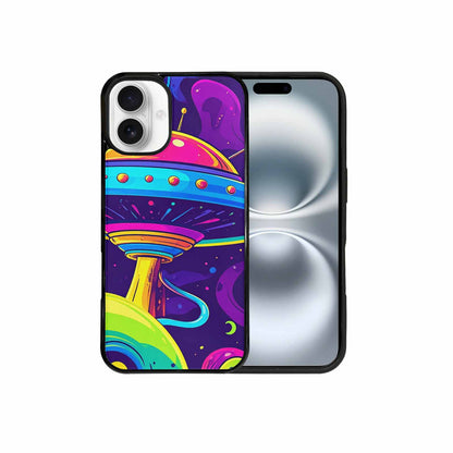 iPhone 16 Plus Case — Alien Ufo Cartoon Art Pattern Groovy, Custom Made Phone Cover