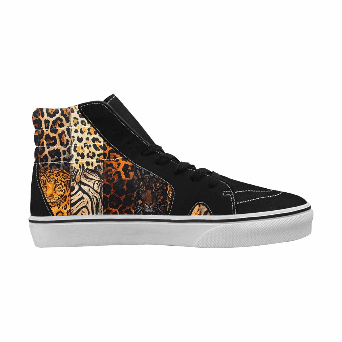 WOMEN'S Animal Print High Top Canvas Wallpaper Art Custom Shoes