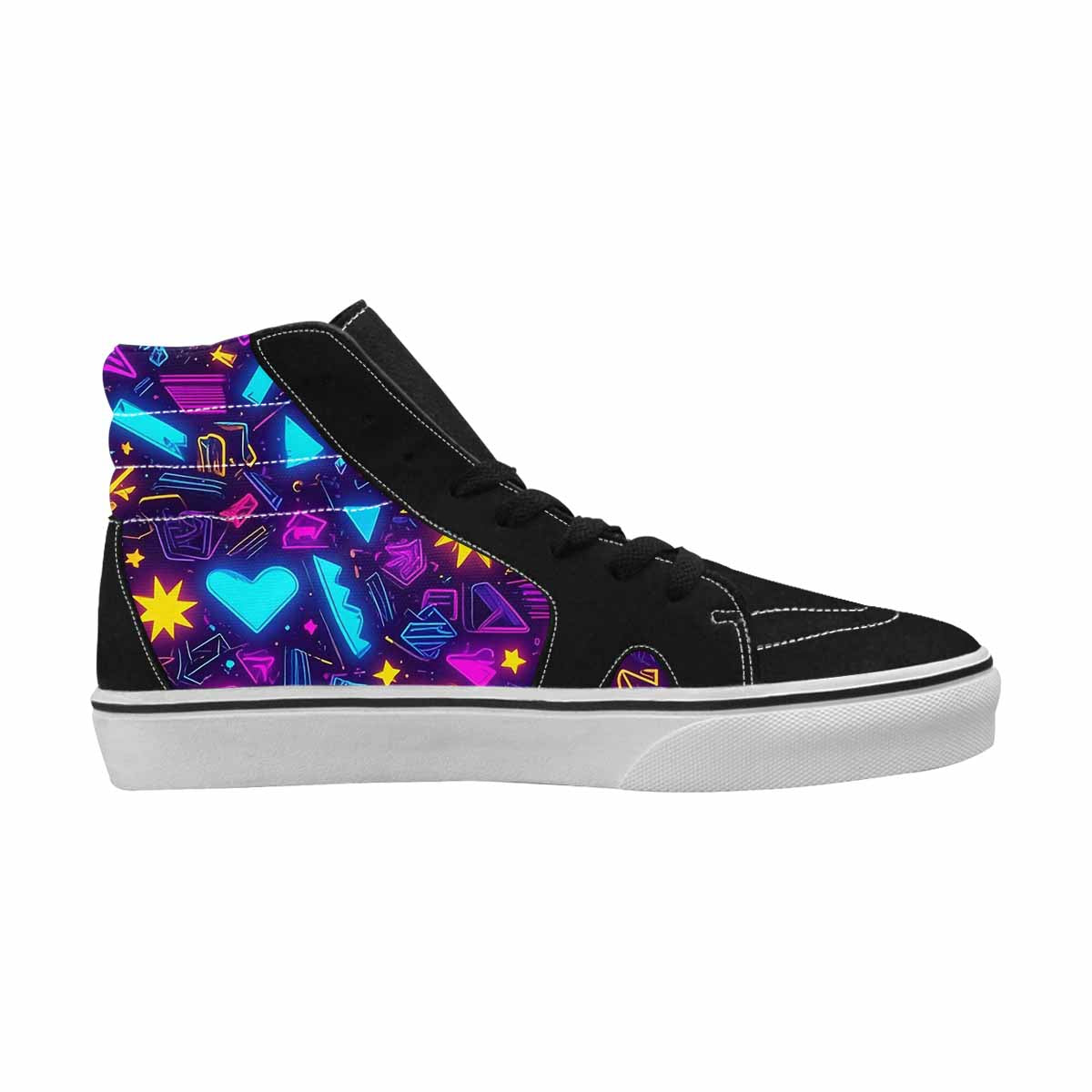 MEN'S 80s Retro Motif 80s High Top Canvas Kaleidoscope Custom Sneakers