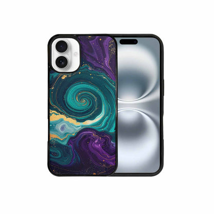 iPhone 16 Plus Case — Marbled Swirl Texture Blended With Galaxy, Personalized Phone Case