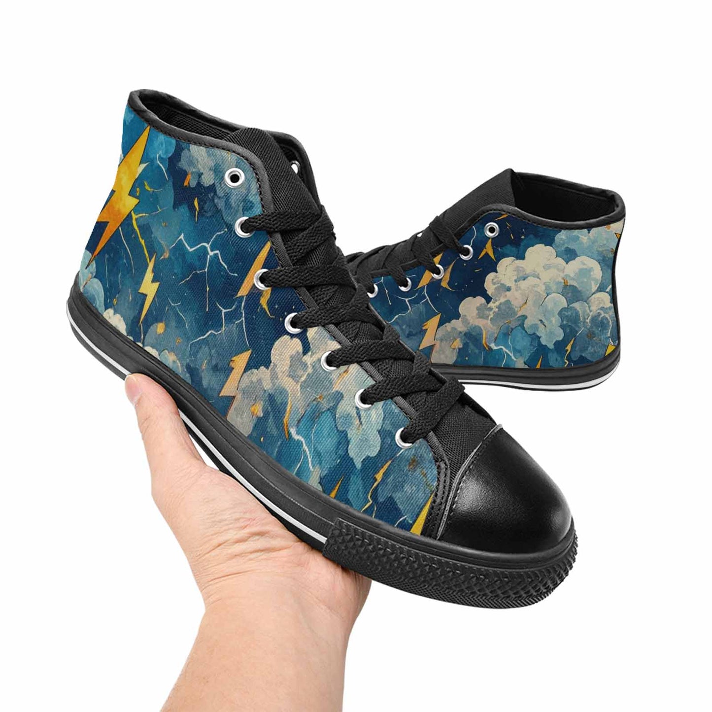 WOMEN'S Lightning Bolt High Top Canvas Grunge Custom Shoes