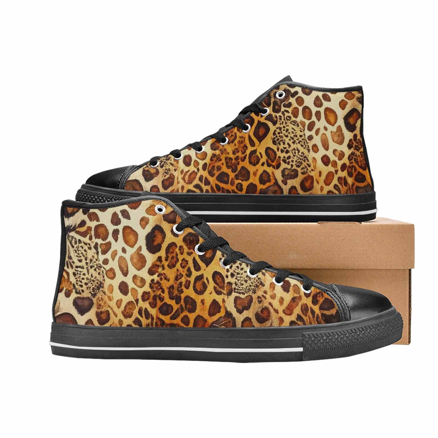WOMEN'S Animal Print High Top Canvas Vibrant Chaos Custom Sneakers