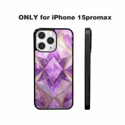iPhone 15 Pro Max Case — Amethyst Crystal Art Pattern, Original Design Phone Case