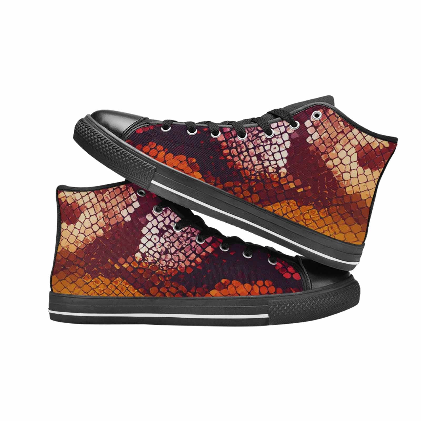 MEN'S Dark Snake Print High Top Canvas Y2K Sneakers