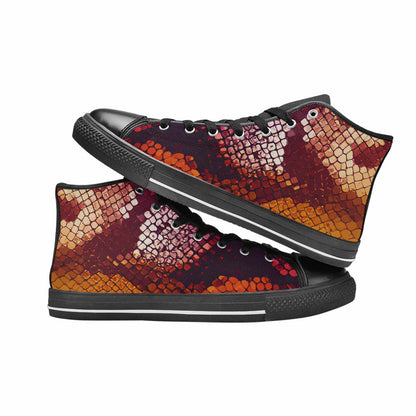 MEN'S Dark Snake Print High Top Canvas Y2K Sneakers