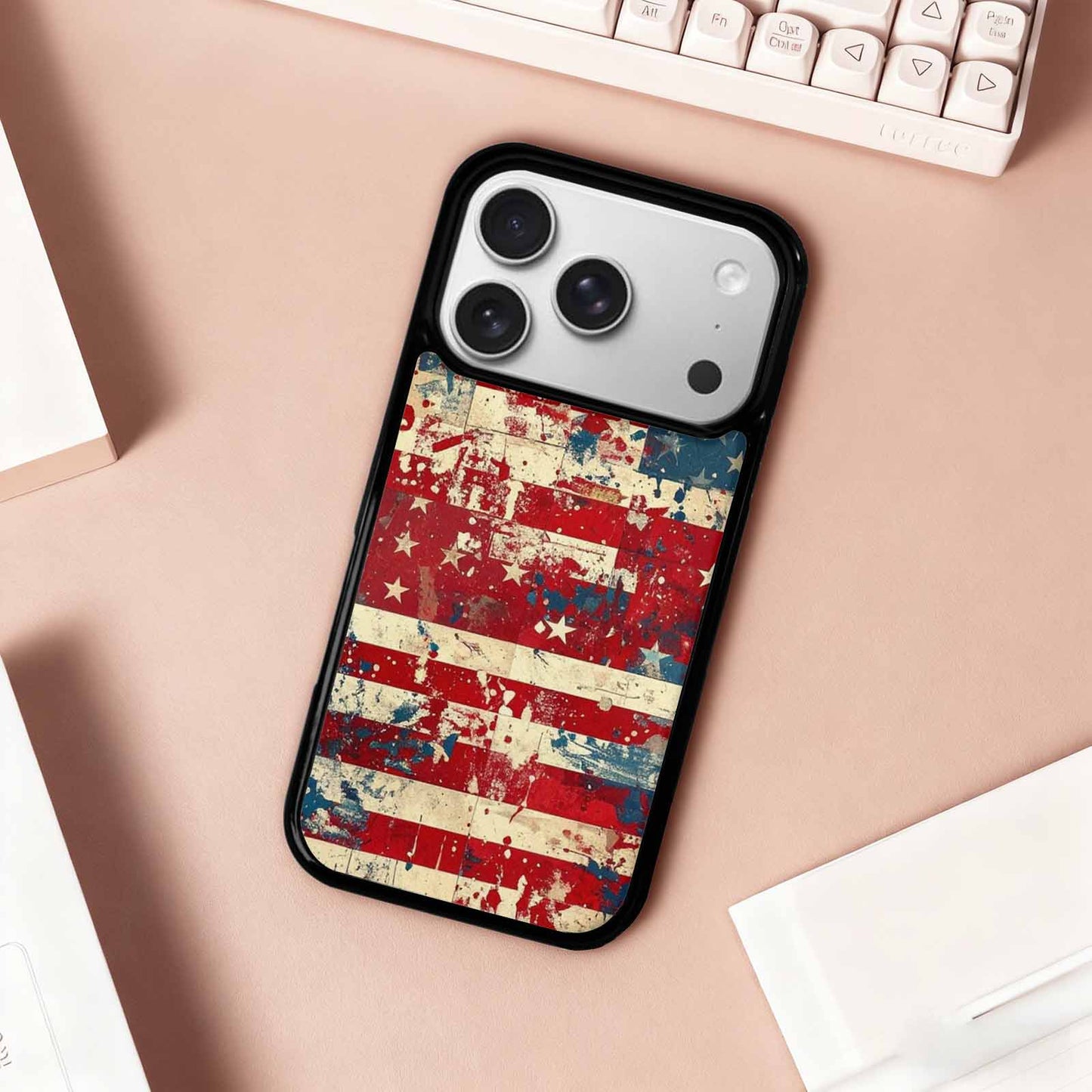 iPhone 17 Pro Case — Small American Flag Stars And Galaxy, Personalized Phone Case