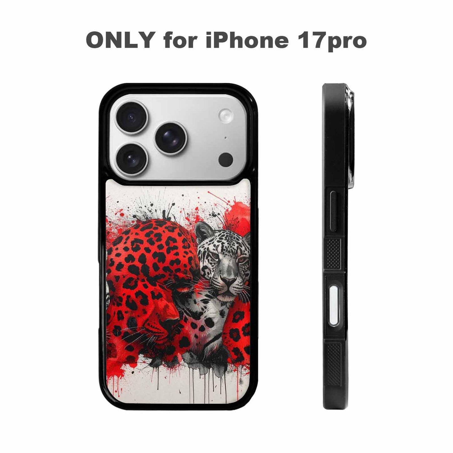 iPhone 17 Pro Case — Animal Print Black Red Ink Animal, Custom Print Case Cover