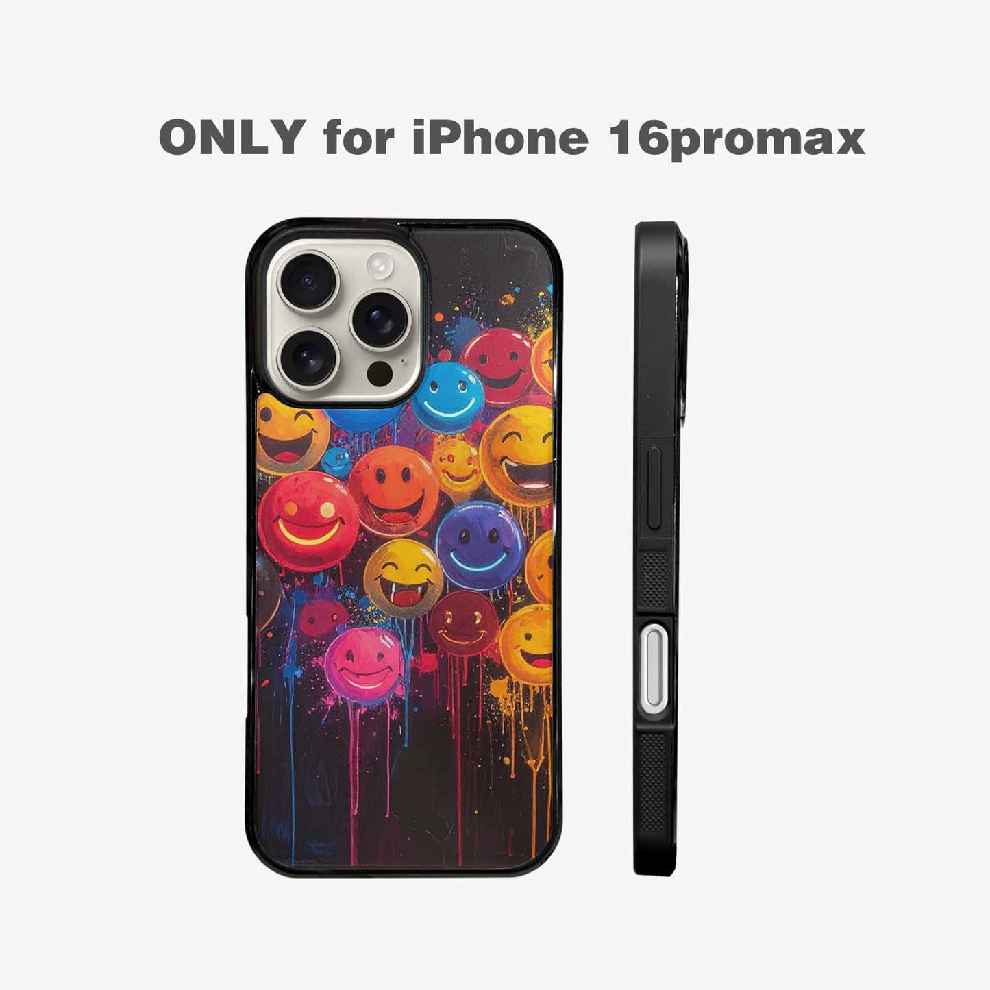 iPhone 16 Pro Max Case — Smiley Faces Glow Smiley Faces Pattern, Customized Protective Case