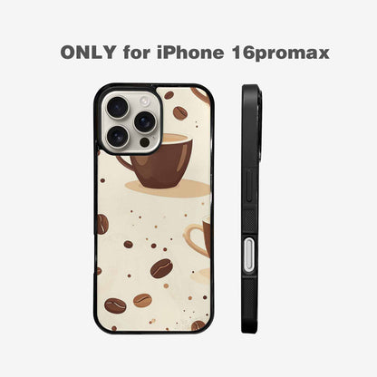 iPhone 16 Pro Max Case — Coffee Cup And Bean Pattern Seamless, Unique Phone Case Design