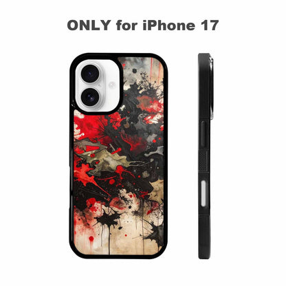 iPhone 17 Case — Black &amp; Red Ink Camo, Custom Print Case Cover