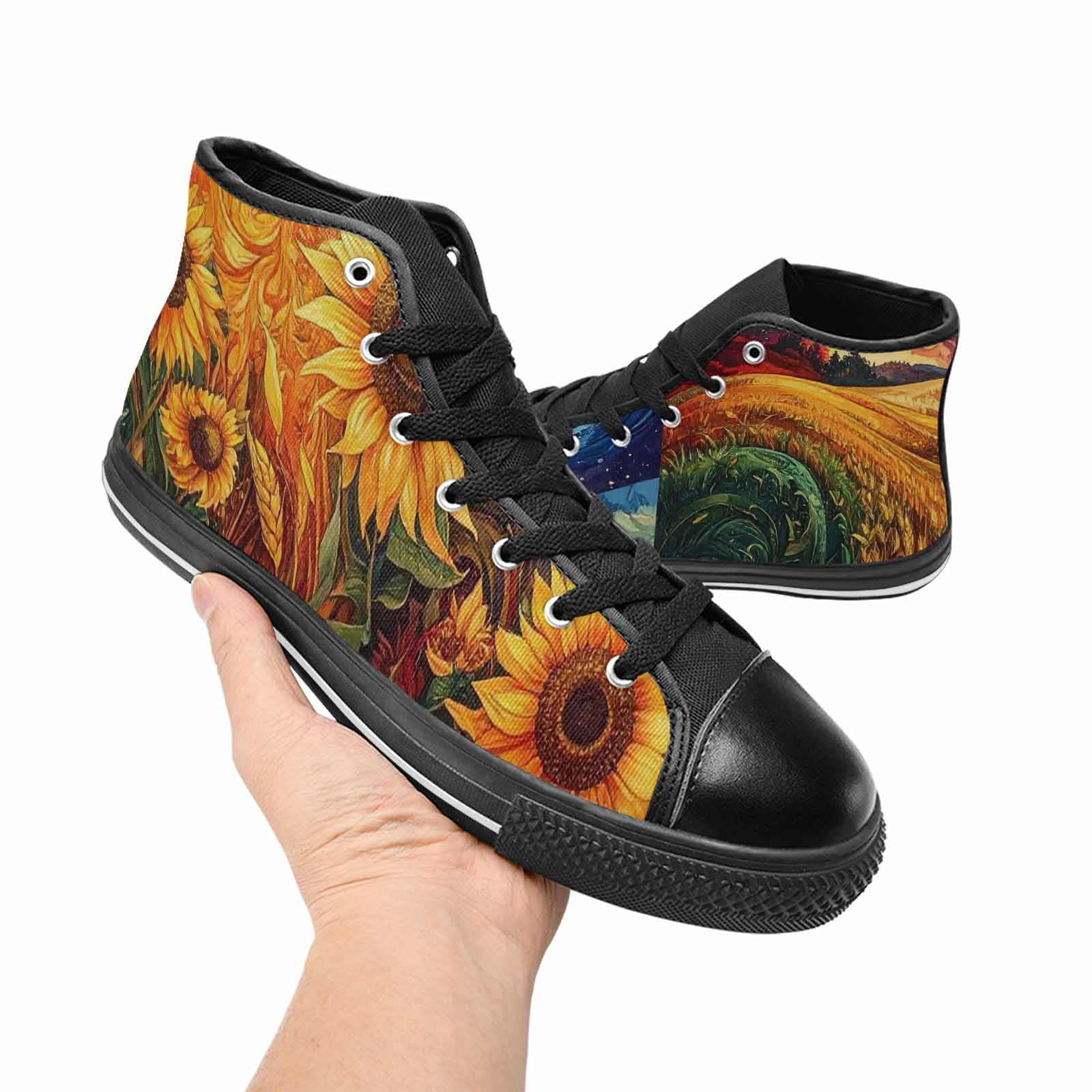MEN'S Van Gogh-Style Swirl High Top Canvas Vivid Shoes
