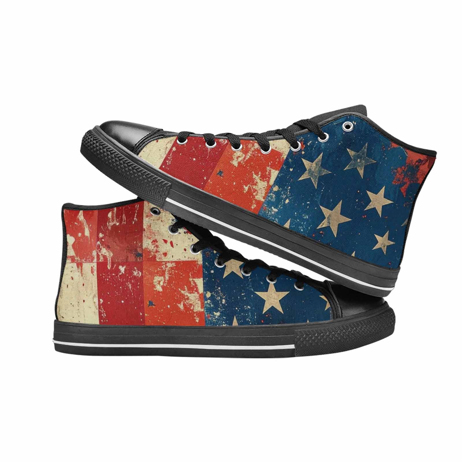MEN'S American Flag Stars High Top Canvas Dark Academia Custom Shoes