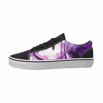 MEN'S Smiley Face Black & Purple Ink Canvas Wearable Art Wallpaper Art Handmade Custom Shoes