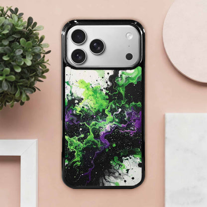 iPhone 17 Pro Max Case — Black &amp; Green Ink Galaxy Space, Custom Designed Case Cover