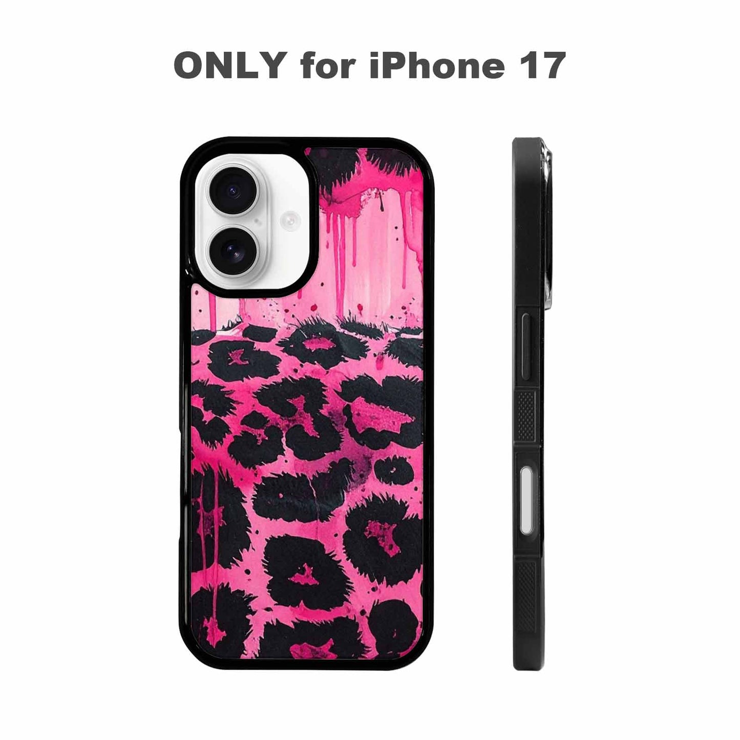 iPhone 17 Case — Black &amp; Pink Ink Animal Print, Custom Designed Case Cover